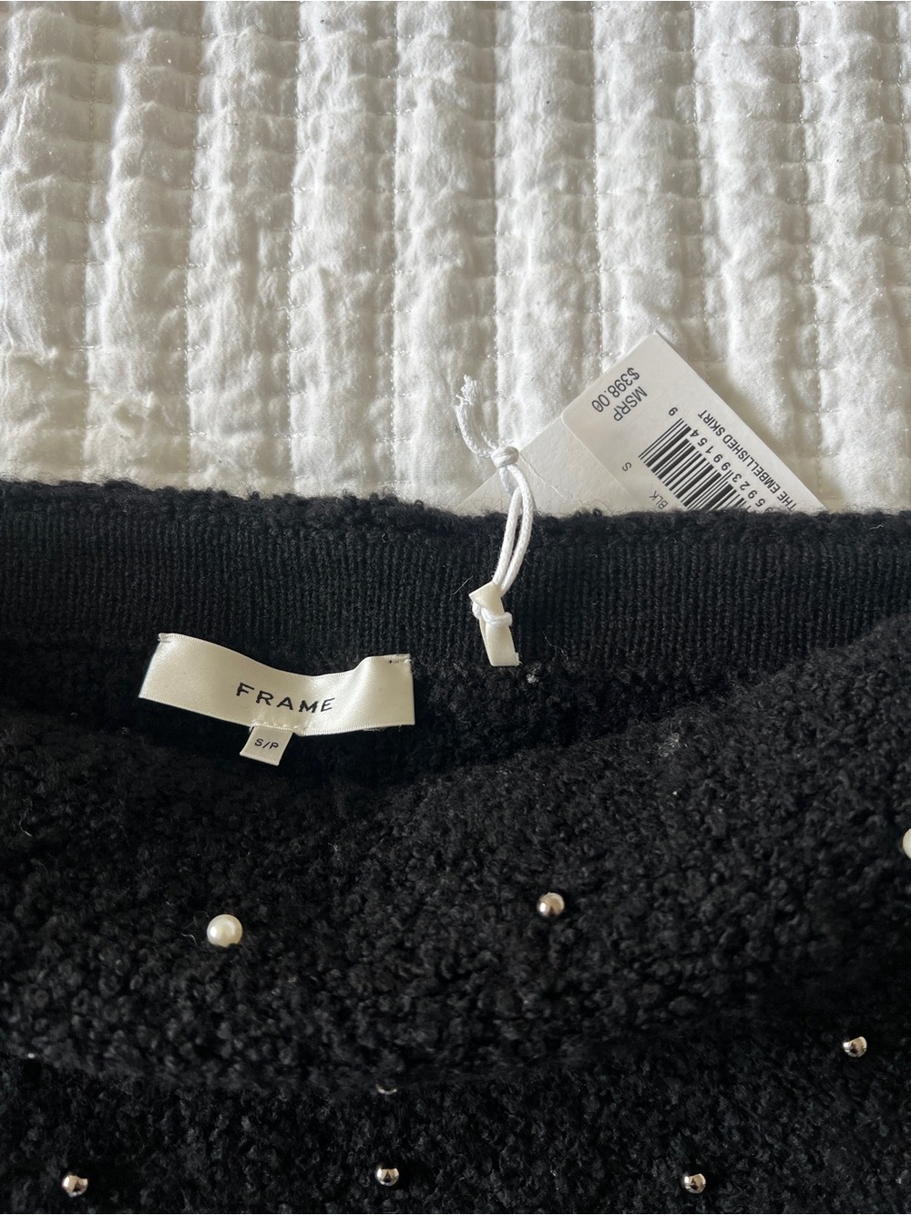 Frame Denim Black Pearl & Stud-Trim Scoop Neck Sweater